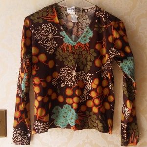 Joseph A Brown Multi-Color VNeck Sweater Small EUC